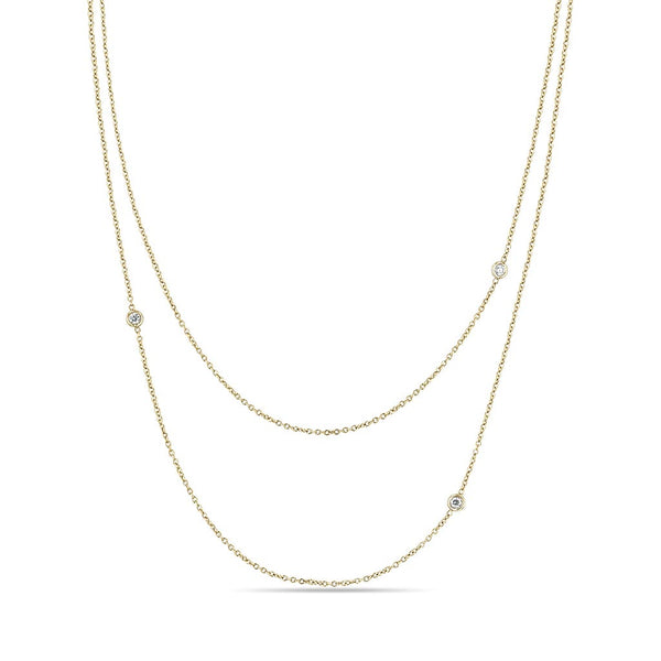 3 Floating Diamond Cable Chain Layered Necklace - 1